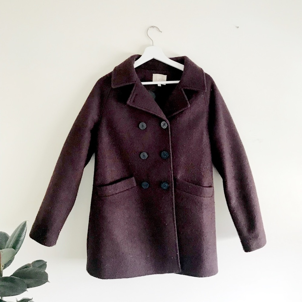 Ann Taylor LOFT Plum Pea Coat